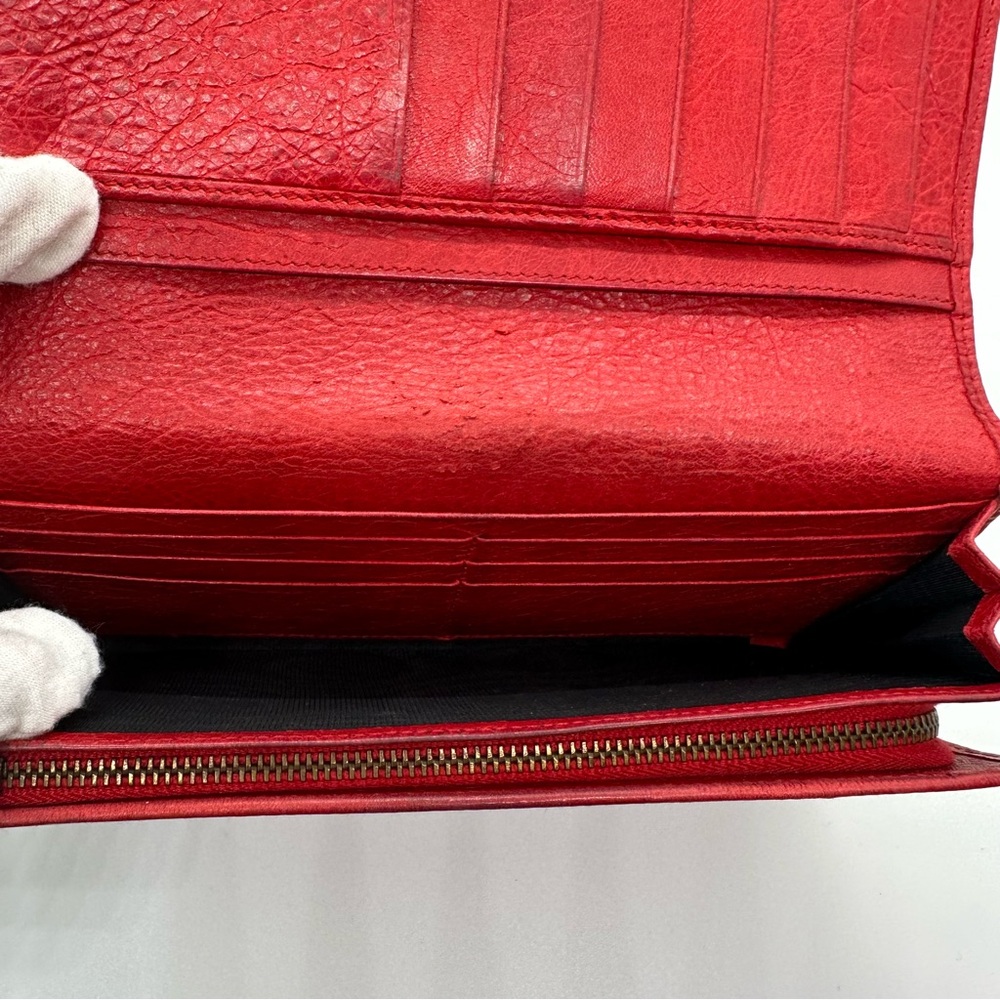 Balenciaga | Red Agneau Classic Hardware Money Long Continental Wallet - Picture 6 of 13